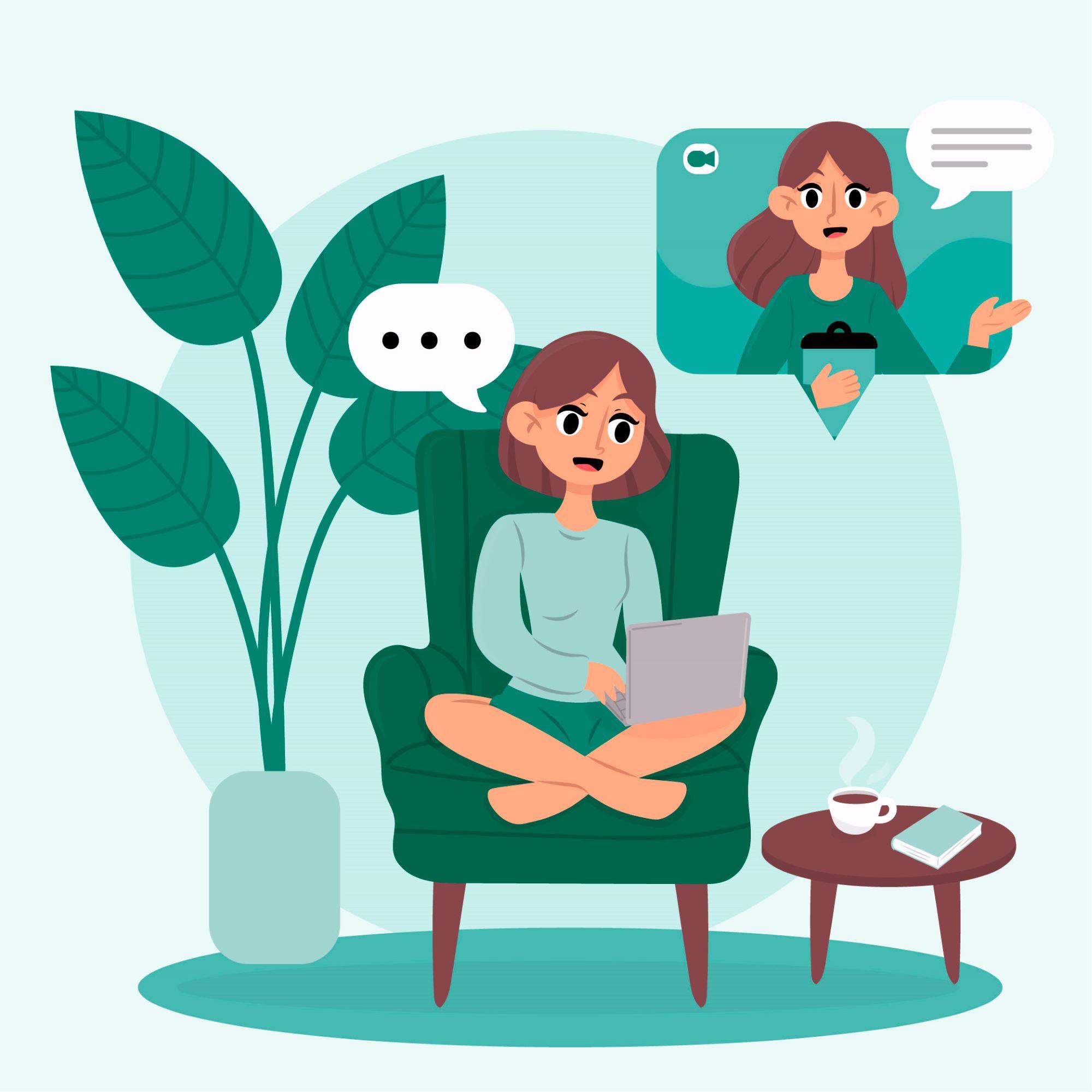 Terapia Online Una paciente habla con su psicóloga experta en neurodivergencia y trauma gracias a la terapia online